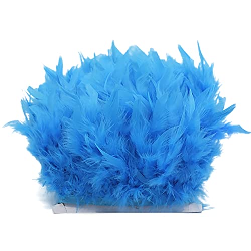 Türkei Federn Fringe Trim,5M Natürlichen Flauschigen Feder Fransen mit Satinband zum Nähen DIY Deko Federn basteln DIY Cape Schal Rock Halloween Kleid Weihnachten Kostüme Dekoration,Blau #2 von Herbests