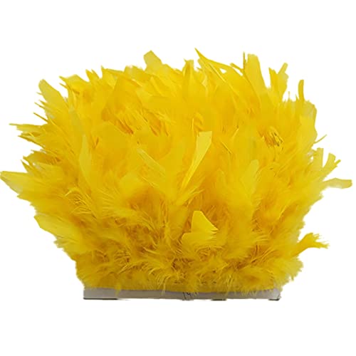 Türkei Federn Fringe Trim,5M Natürlichen Flauschigen Feder Fransen mit Satinband zum Nähen DIY Deko Federn basteln DIY Cape Schal Rock Halloween Kleid Weihnachten Kostüme Dekoration,Gold von Herbests