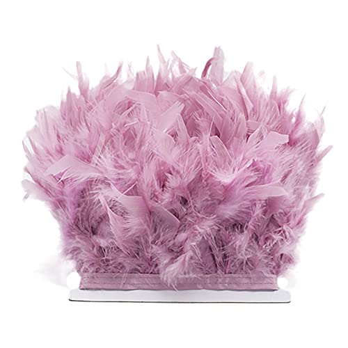 Türkei Federn Fringe Trim,5M Natürlichen Flauschigen Feder Fransen mit Satinband zum Nähen DIY Deko Federn basteln DIY Cape Schal Rock Halloween Kleid Weihnachten Kostüme Dekoration,Rosa #4 von Herbests