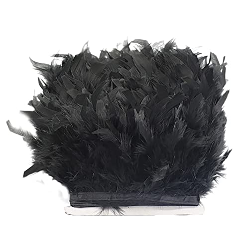 Türkei Federn Fringe Trim,5M Natürlichen Flauschigen Feder Fransen mit Satinband zum Nähen DIY Deko Federn basteln DIY Cape Schal Rock Halloween Kleid Weihnachten Kostüme Dekoration,Schwarz von Herbests