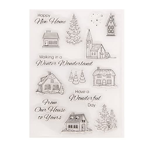 Weihnachten Stempel, Weihnachten Silikon Klar Stempel mit Schneeflocke Weihnachtsmann Hirsch Weihnachtsbaum Frohe Silikonstempel Vintage Clear Stempel für DIY, Scrapbooking, Kartenherstellung von Herbests