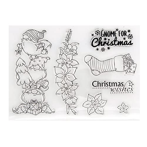 Weihnachten Stempel, Weihnachten Silikon Klar Stempel mit Schneeflocke Weihnachtsmann Hirsch Weihnachtsbaum Frohe Silikonstempel Vintage Clear Stempel für DIY, Scrapbooking, Kartenherstellung von Herbests