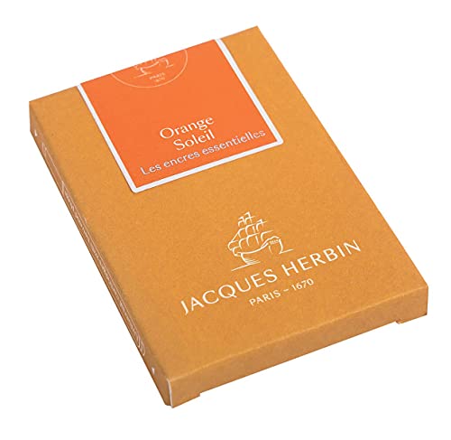 J.Herbin 11057JT - Packung mit 7 großen Tintenpatronen Essentielles, internationale Größe 1,35ml, ideal für Füllfederhalter und Tintenroller, Orange, 1 Pack von Jacques Herbin