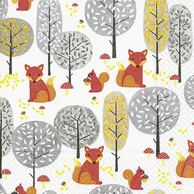 20 Servietten 33 x 33 cm Fuchs Eichhörnchen Waldtiere Herbst Tier Winter