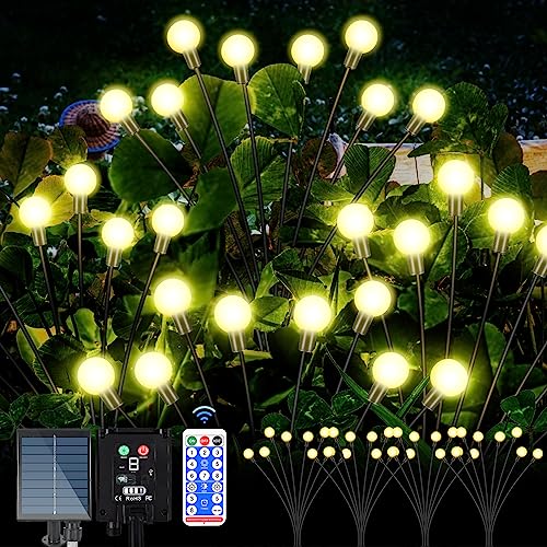 Herefun 4 Stück Firefly Solar Garden Lights, Gartenbeleuchtung Wasserdicht IP65, Firefly Lights Solar Lichterkette Beleuchtung, Gartenleuchte für Außen Garten Balkon Pathway von Herefun