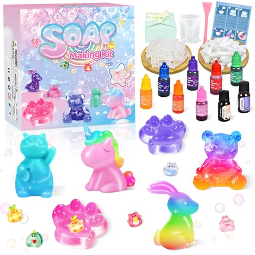 Herenear Einhorn Seife Selber Machen Kinder, Einhorn Seifenherstellung Set, Seifen Silikonform 5 6 7 8 9 10 11 12, Make Your Own Soap Kreativ, DIY Experimentier Bastelset Kinder von Herenear