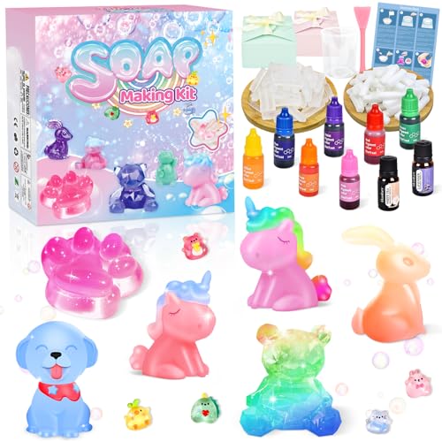 Herenear Einhorn Seife Selber Machen Kinder, Einhorn Seifenherstellung Set, Seifen Silikonform 5 6 7 8 9 10 11 12, Make Your Own Soap Kreativ, DIY Experimentier Bastelset Kinder von Herenear