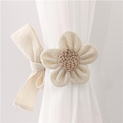 Herfair 2 PCS Dekorative Vorhang Raffhalter Boho Decor Gardinenhalter Vorhanghalter Blume Gardinenclips Vorhang Fenster Gardinen für Schlafzimmer Dekor (Beige) von Herfair