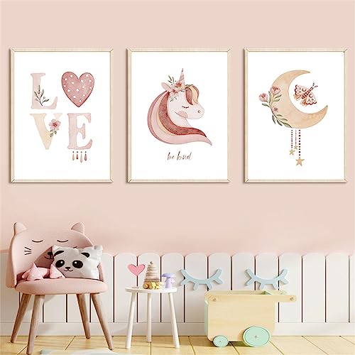 Herfair 3er Set Poster Kinderzimmer Deko,Regenbogen Mond kinderbilder Wandposter Sonne Poster Bilder,Ohne Rahmen Wandbilder für Babyzimmer Spielzimmer-Poster Deko (A,50X70CM) von Herfair