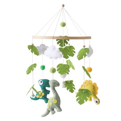 Herfair Babybett Mobile Baby Windspiel Dinosaurier, Wolken und Grüne Blätter Mobile Windspiel Hängende, Babybett Anhänger Mobile Baby, Geschenk für Baby Mädchen Jungen von Herfair