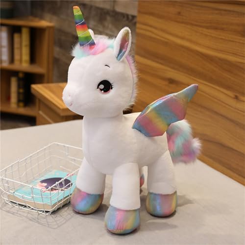 Herfair Einhorn Kuscheltier, Plüsch Einhorn Plüschtier Einhorn Tier Stofftier Plüsch Kuschelig Plüschkissen Puppe Spielzeug für Kinder Geschenk Mädchen Baby (Weiß,60cm) von Herfair