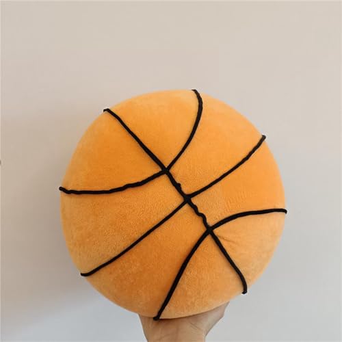 Herfair Kuschelkissen Kinder, Basketball Plüschkissen, 28cm Ball Kissen Plüsch Stofftier Kopfkissen Flauschiges Kissen Rund für Babyzimmer, Kinderzimmer Deko (Orange) von Herfair