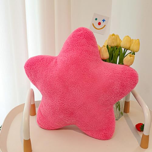 Herfair Kuschelkissen Kinder Sternkissen, Plüsch Kissen Dekokissen für Kinderzimmer,Weiche Flauschige Sternform Zierkissen,Gefülltes Stern Wurfkissen Kissen für Heimdekoration (Rosenrot,40CM) von Herfair