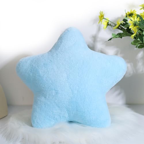 Herfair Kuschelkissen Kinder Sternkissen, Weiche Flauschige Sternform Zierkissen Sofakissen, Plüsch Kissen Dekokissen für Kinderzimmer Schlafzimmer Deko (Himmelblau,40 cm) von Herfair