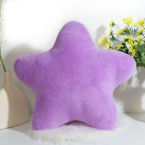 Herfair Kuschelkissen Kinder Sternkissen, Weiche Flauschige Sternform Zierkissen Sofakissen, Plüsch Kissen Dekokissen für Kinderzimmer Schlafzimmer Deko (Lila,60 cm) von Herfair