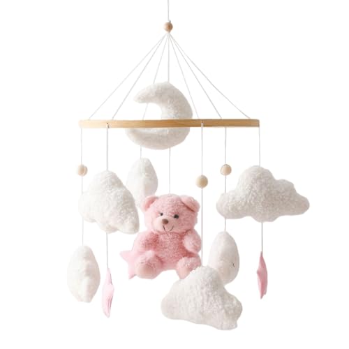 Herfair Mobiles Baby, Bettglocke Mobile Babybett mit Bär Plüschpuppe, Windspiel Babyzimmer Decor, Baby Bett Anhänger für Jungen und Mädchen (Rosa Bär) von Herfair