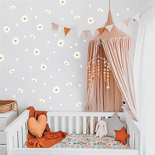 Herfair Wandaufkleber Gänseblümchen Wandsticker Kinderzimmer Aufkleber Weiß Daisy Blume Wandtattoo Selbstklebend Wandaufkleber für Kinderzimmer Wanddekor von Herfair