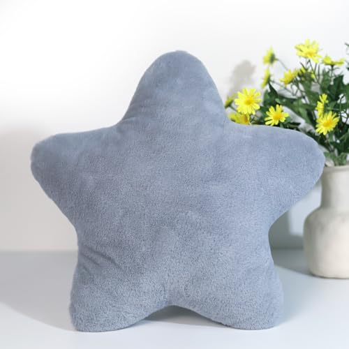 Kuschelkissen Kinder Sternkissen, Weiche Flauschige Sternform Zierkissen Sofakissen, Plüsch Kissen Dekokissen für Kinderzimmer Schlafzimmer Deko (Hellgrau,40 cm) von Herfair