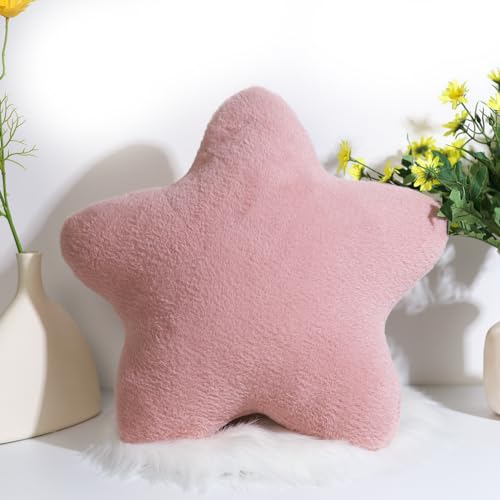 Kuschelkissen Kinder Sternkissen, Weiche Flauschige Sternform Zierkissen Sofakissen, Plüsch Kissen Dekokissen für Kinderzimmer Schlafzimmer Deko (Hellrosa,40 cm) von Herfair