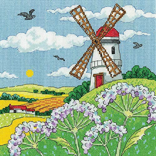 Heritage Kreuzstich Set Aida "Windmühlenlandschaft", Zählmuster, KCWL1579-A, 20,5x20,5cm von Heritage