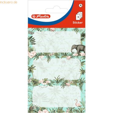 10 x Herlitz Buchetiketten Motiv 7 3 Blatt Tropical von Herlitz