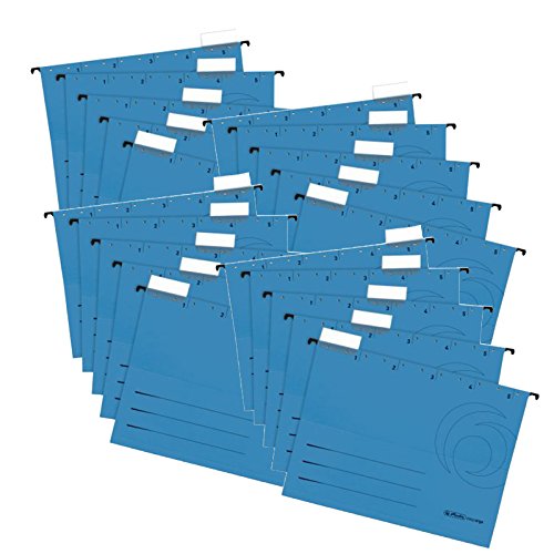 20er Set Herlitz 5874664 Hängemappe A4 UniReg farbig blau zu 5er im Polybeutel Kraftkarton, 230 g/qm (Hängemappe | 20er Set, blau) von Herlitz