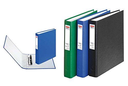 3 Herlitz Ringbücher/DIN A5 Ringbuch mit 2-Ringe/je 1x blau schwarz grün von Herlitz