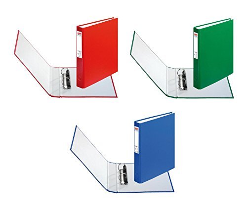 3 Herlitz Ringbücher / DIN A5 Ringbuch mit 2-Ringe / je 1x blau rot grün von Herlitz