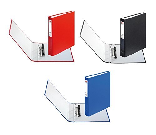 3 Herlitz Ringbücher / DIN A5 Ringbuch mit 2-Ringe / je 1x blau rot schwarz von Herlitz