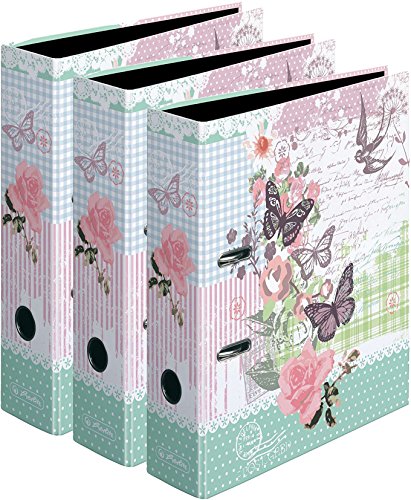 3 Stück Herlitz Ordner A4 Ladylike Serie maX.file, 8 cm (A4 | Ladylike Butterfly, Mehrfarbig, 1) von Herlitz