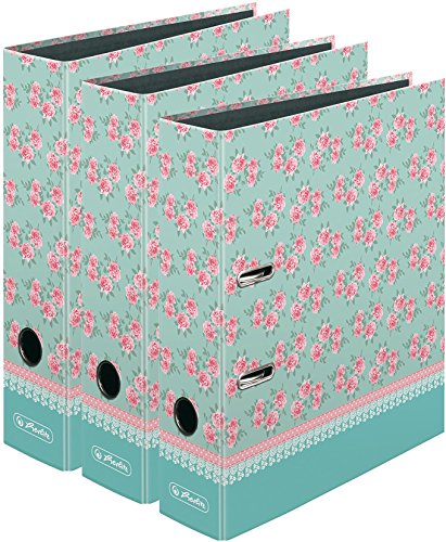 3 Stück Herlitz Ordner A4 Ladylike Serie maX.file, 8 cm (A4 | Ladylike Roses, Mehrfarbig, 1) von Herlitz