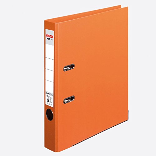 4er Packung Herlitz Ordner maX.file protect+ A4 Voll-PP-Folienbezug Wechselfenster (orange schmal, 4) von Herlitz