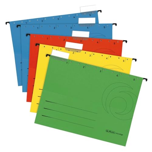 5 Herlitz Hängemappen/DIN A4 / Kraftkarton 230g/m² / 5 Farben von Herlitz