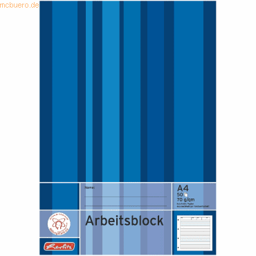 5 x Herlitz Arbeitsblock A4 liniert VE=50 Blatt von Herlitz