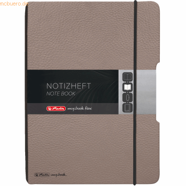 Herlitz Notizheft flex Lederoptik A5 40 Blatt punktiert taupe von Herlitz