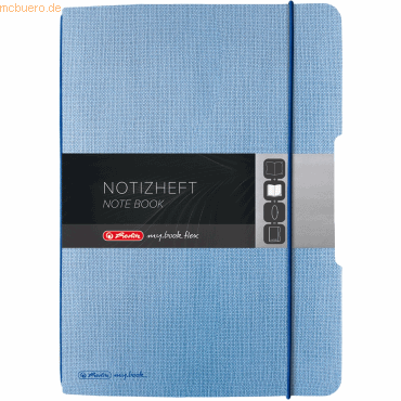 5 x Herlitz Notizheft flex Leinen A5 40 Blatt punktiert hellblau von Herlitz