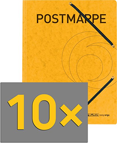Einschlagmappe A4 mit Gummizug Postmappe gelb 10 Stück von Herlitz