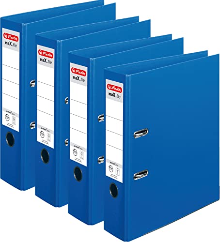 Herlitz 10834331 Ordner maX.file protect+ A4, 8 cm, blau (4er Pack | Blau) von Herlitz