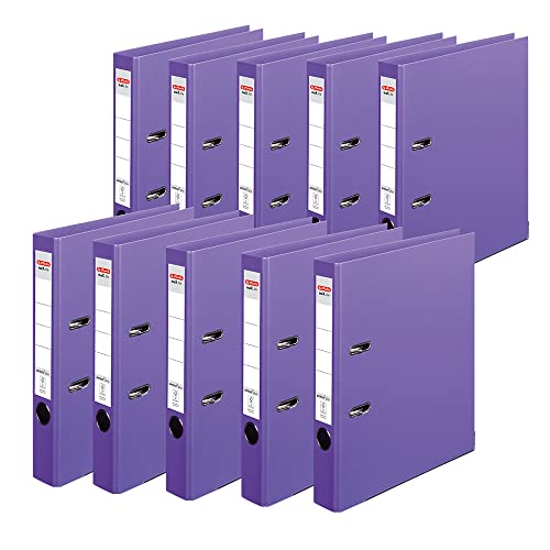 Herlitz 10834810 Ordner maX.file pRotect+, A4, 5 cm, voll-Folienbezug, violett, 10 Stück von Herlitz