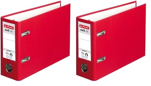 Herlitz 10842342 Ordner maX.file protect A5 quer rot FSC Mixed (Packung mit 2) von Herlitz