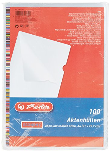 Herlitz 10843753 Aktenhülle A4 PP genarbt Eco, 100er Packung, dokumentenecht von Herlitz