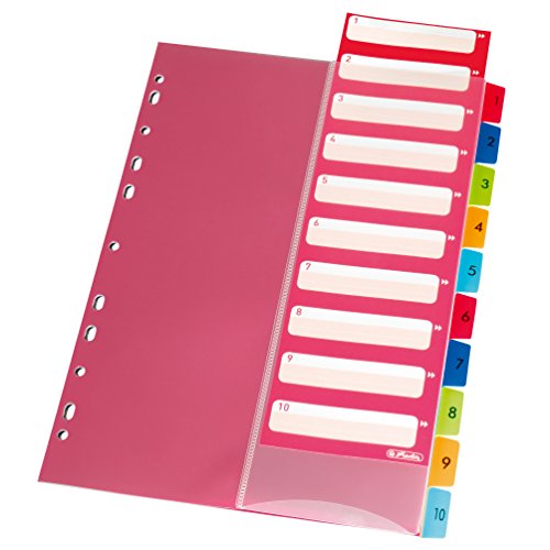 Herlitz 10913929 Register 1-10, 21 x 29,7 cm, PP, farbig mit IndexBlatt und Eurolochung von Herlitz