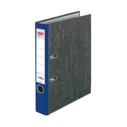 Herlitz 11012382 Ordner maX.file nature A4 5cm blau, Wolkenmarmorbezug/Papier grau 5er Packung von Herlitz