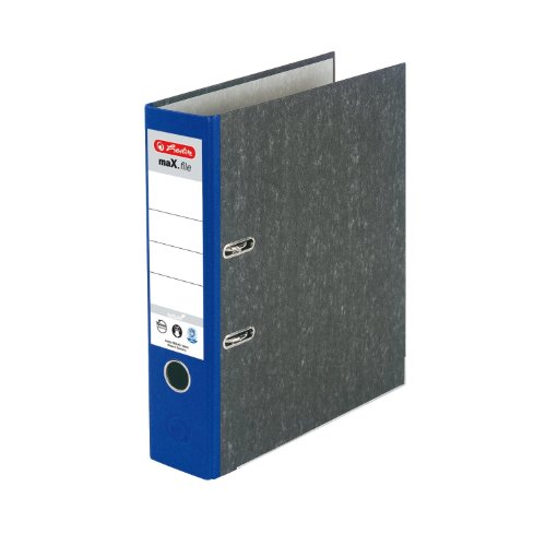 Herlitz 11012820 Ordner maX.file nature A4 8cm blau, Wolkenmarmorbezug/Papier grau 5er Packung von Herlitz