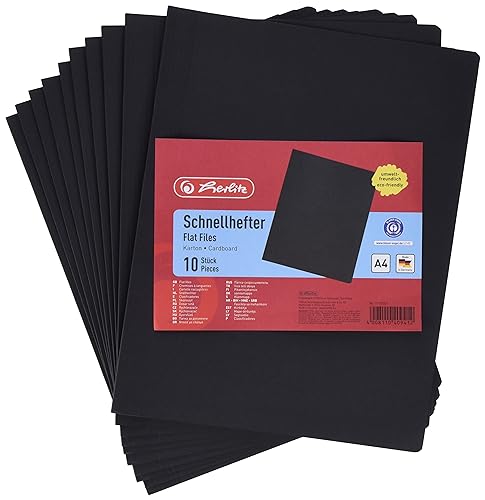 Herlitz 11130325 Schnellhefter A4 Karton gefaltet schwarz intensiv 10er Packung von Herlitz