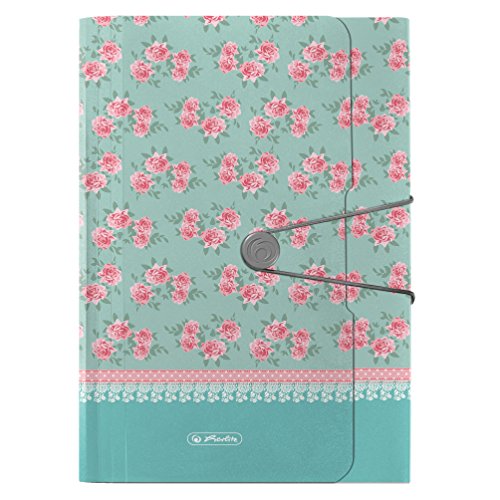 Herlitz 11306016 Fächermappe Ladylike Roses (12 Fächer mit Gummizug und Verschlußknopf) von Herlitz