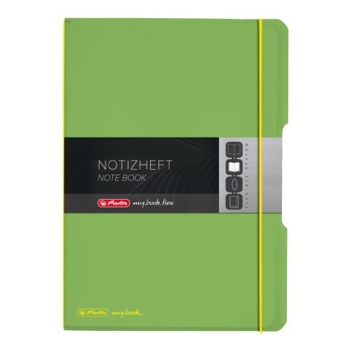 Herlitz 11361458 Notizheft (A4, PP-Wechselcover mit Verschlußgummi, 80g/m²) 80 Blatt, Hellgrün von Herlitz