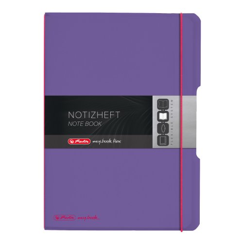 Herlitz 11361466 Notizheft (A4, PP-Wechselcover mit Verschlußgummi, 80g/m²) 80 Blatt violett von Herlitz