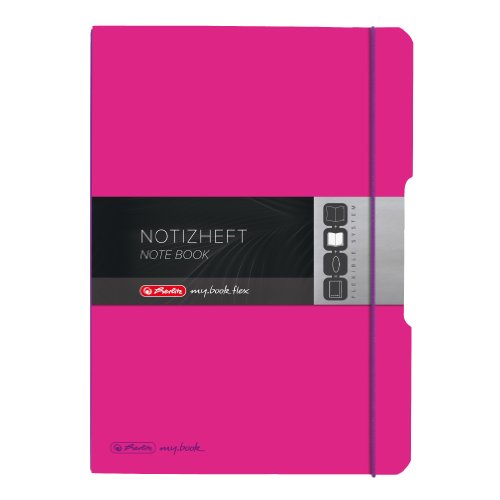 Herlitz 11361474 Notizheft (A4, PP-Wechselcover mit Verschlußgummi, 80g/m²) 80 Blatt pink von Herlitz