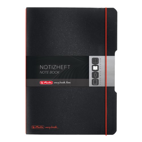 Herlitz 11361508 Notizheft (A4, PP-Wechselcover mit Verschlußgummi, 80g/m²) 80 Blatt schwarz von Herlitz